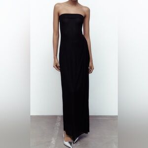 Zara strapless mesh maxi dress